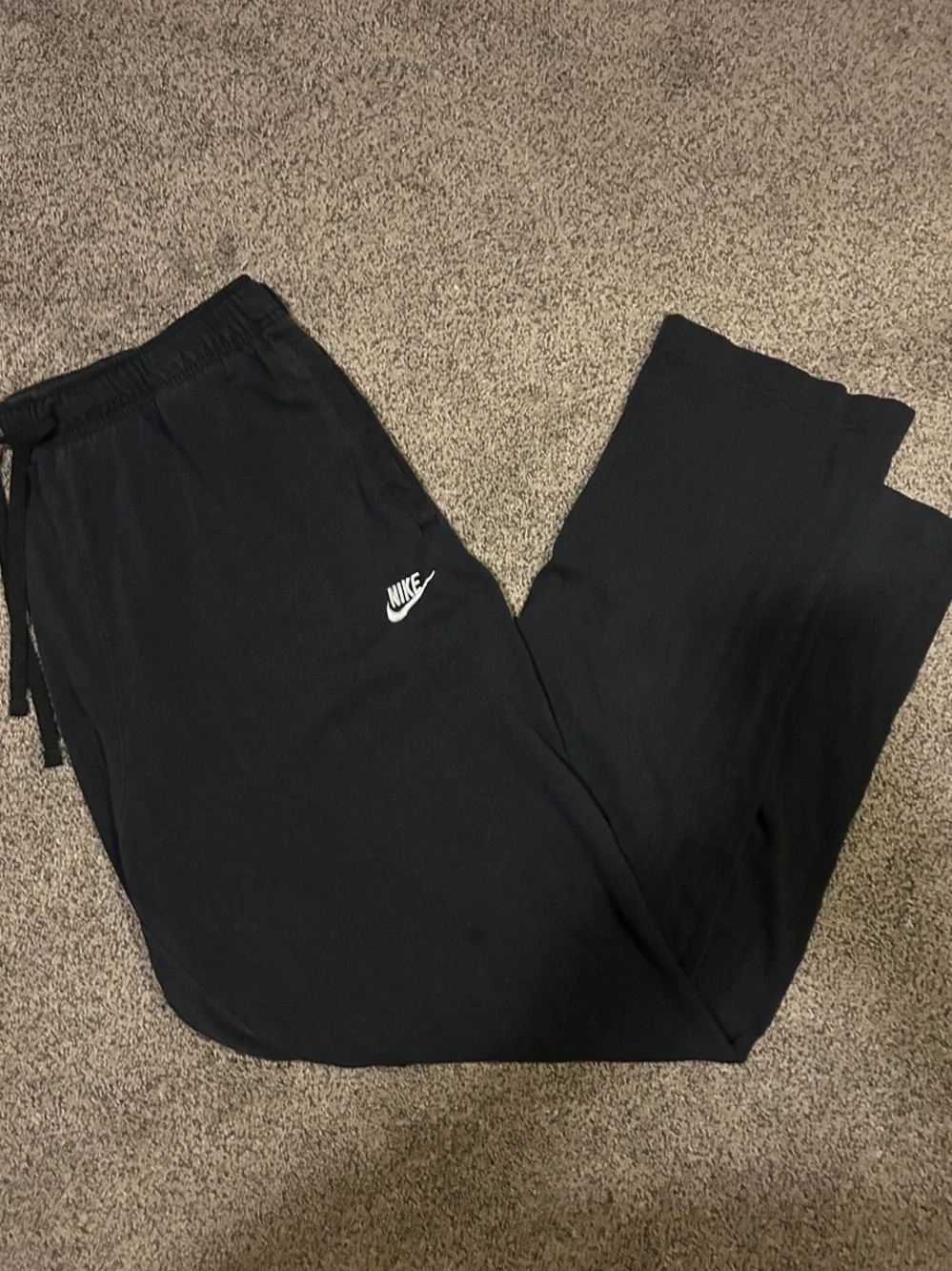 Nike Men's Black Jogger Sweatpants with White Swoosh